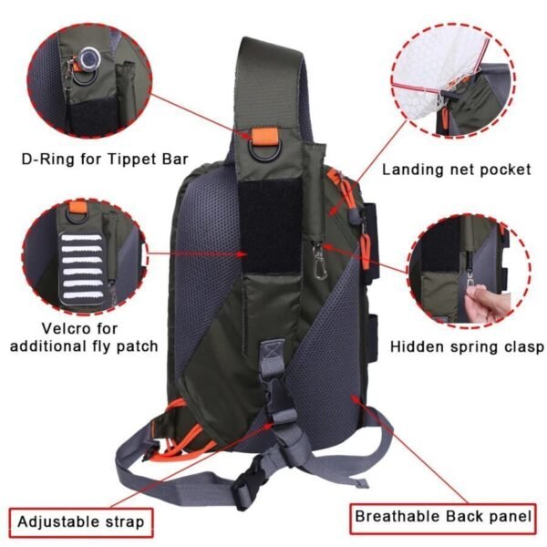 Fly Fishing Sling Pack – Crossbody Tackle Storage Bag - Image 2